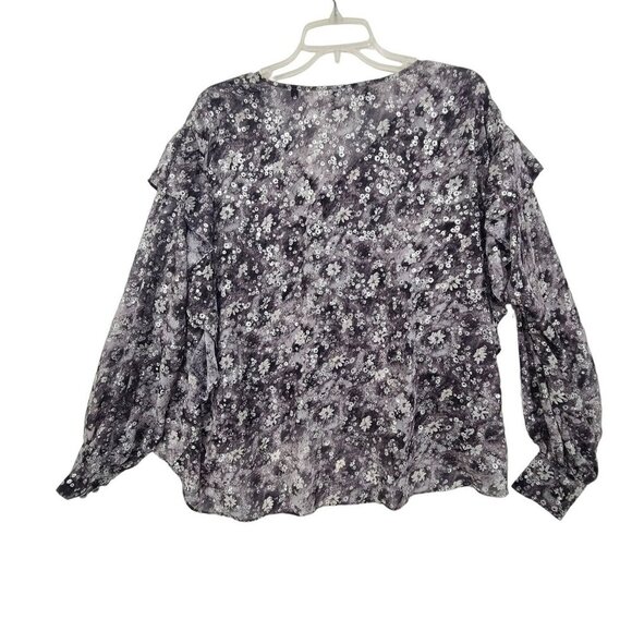The Kooples Paris Women's Long Sleeve Button Down Floral Ruffle Blouse Size M - Picture 8 of 15